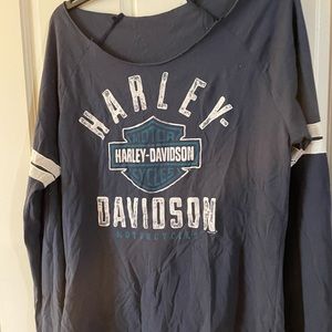 Harley Davidson off the shoulder long sleeve tshirt